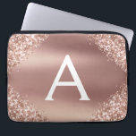 Pink Rose Gold Glitter and Sparkle Monogram Laptop Sleeve<br><div class="desc">Pink Rose Gold Faux Glitter and Sparkle Metallic Foil Elegant Monogram Case. This case can be customised to include your initial and first name.</div>