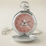 Pink Rose Gold Glitter and Sparkle Monogram Pocket Watch<br><div class="desc">Pink Rose Gold Faux Glitter and Sparkle Elegant Monogram Pocket Watch. This Pocket Watch can be customised to include your initial and first name.</div>