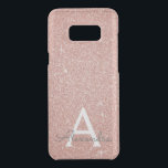 Pink Rose Gold Glitter and Sparkle Monogram Uncommon Samsung Galaxy S8 Plus Case<br><div class="desc">Pink Rose Gold Faux Glitter and Sparkle Elegant Monogram Case. This case can be customised to include your initial and first name.</div>