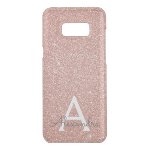 Pink Rose Gold Glitter and Sparkle Monogram Uncommon Samsung Galaxy S8 Plus Case