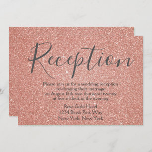 Pink Rose Gold Glitter and Sparkle Reception Invitation