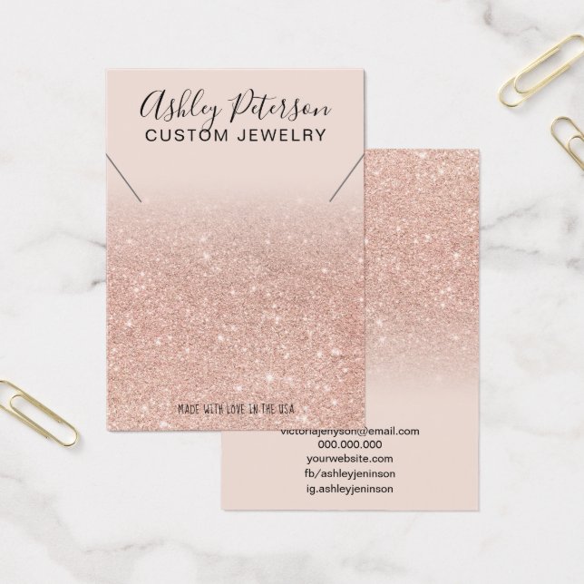 Pink rose gold glitter chic necklace display (Office)