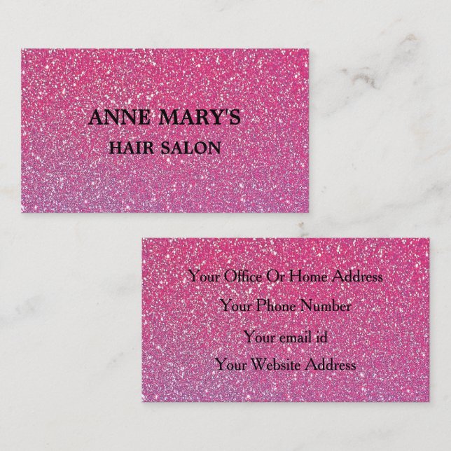 Pink Rose Gold Glitter Hair Salon Business Stylish Card (Front/Back)