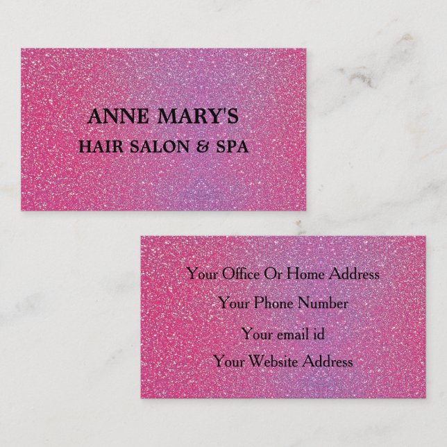 Pink Rose Gold Glitter Hair Salon Spa Modern Cool Business Card (Front/Back)