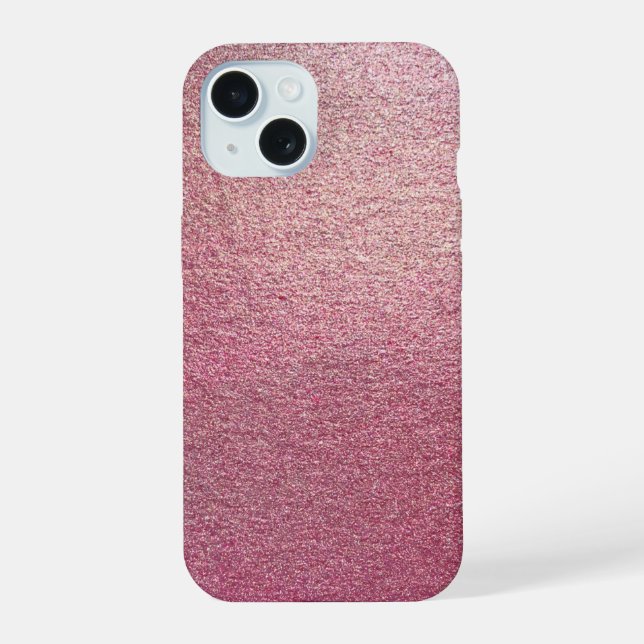 Pink Rose Gold Glitter iPhone 15 Case (Back)