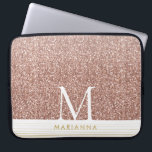 Pink Rose Gold Glitter Modern Monogram Laptop Laptop Sleeve<br><div class="desc">Rose gold faux glitter pink sparkle modern monogram laptop case can be customised with your initial and name or any text. A new minimal design elegant enough for a work computer for your small business too!</div>