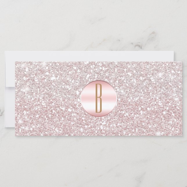 Pink Rose Gold Glitter Monogram Gift Certificate (Front)