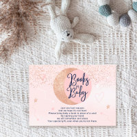 Pink rose gold glitter moon bring book baby shower