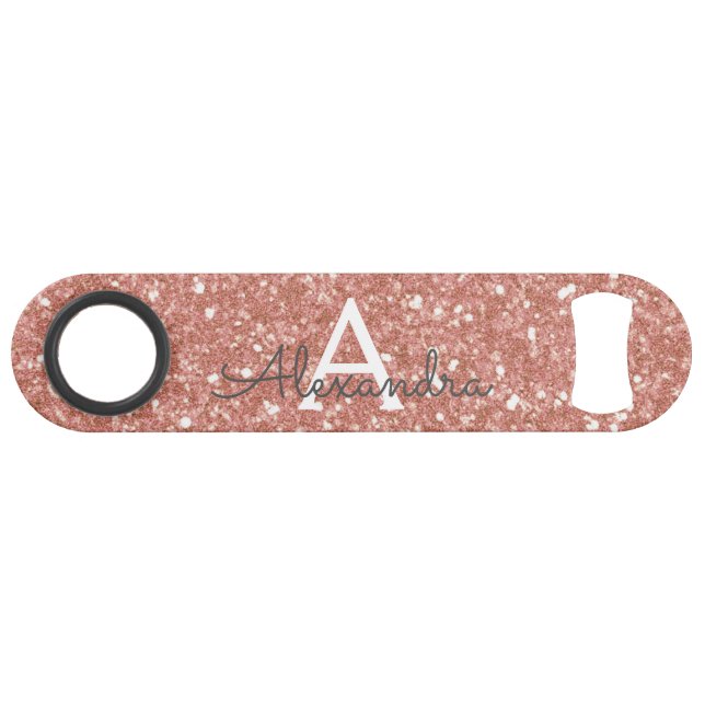 Pink Rose Gold Glitter & Sparkle Monogram (Front (Horizontal))
