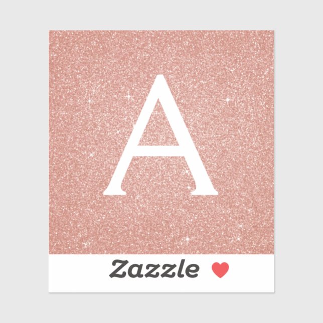 Pink Rose Gold Glitter & Sparkle Monogram (Sheet)