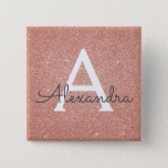 Pink Rose Gold Glitter & Sparkle Monogram 15 Cm Square Badge<br><div class="desc">Pink Rose Gold Faux Glitter and Sparkle Elegant Magnet. These Magnets can be customised to include your initial and first name and are perfect for a birthday party,  wedding,  bridal shower or bachelorette party.</div>
