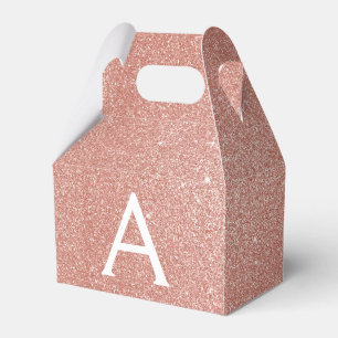Pink Rose Gold Glitter & Sparkle Monogram Favour Box