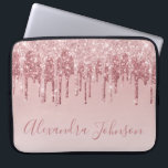 Pink Rose Gold Glitter Sparkle Monogram Laptop Sleeve<br><div class="desc">Blush Pink - Rose Gold Faux Dripping Glitter and Sparkle Elegant Monogram Girly Cute Laptop Computer Case or Sleeve. This case can be customised to include your signature script name.</div>