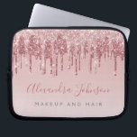 Pink Rose Gold Glitter Sparkle Monogram Laptop Sleeve<br><div class="desc">Blush Pink - Rose Gold Faux Dripping Glitter and Sparkle Elegant Monogram Business Professional Hair and Make Up Beauty Promotional Work Laptop Computer Case or Sleeve. This case can be customised to include your signature script name and job or position title.</div>