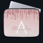 Pink Rose Gold Glitter Sparkle Monogram Laptop Sleeve<br><div class="desc">Blush Pink - Rose Gold Faux Dripping Glitter and Sparkle Elegant Monogram Girly Cute Laptop Computer Case or Sleeve. This case can be customised to include your signature script name.</div>