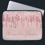 Pink Rose Gold Glitter Sparkle Monogram Laptop Sleeve<br><div class="desc">Blush Pink - Rose Gold Faux Dripping Glitter and Sparkle Elegant Monogram Girly Cute Laptop Computer Case or Sleeve. This case can be customised to include your signature script name.</div>