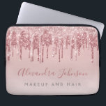Pink Rose Gold Glitter Sparkle Monogram Laptop Sleeve<br><div class="desc">Blush Pink - Rose Gold Faux Dripping Glitter and Sparkle Elegant Monogram Business Professional Hair and Make Up Beauty Promotional Work Laptop Computer Case or Sleeve. This case can be customised to include your signature script name and job or position title.</div>