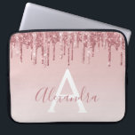 Pink Rose Gold Glitter Sparkle Monogram Laptop Sleeve<br><div class="desc">Blush Pink - Rose Gold Faux Dripping Glitter and Sparkle Elegant Monogram Girly Cute Laptop Computer Case or Sleeve. This case can be customised to include your signature script name.</div>