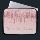 Pink Rose Gold Glitter Sparkle Monogram Laptop Sleeve<br><div class="desc">Blush Pink - Rose Gold Faux Dripping Glitter and Sparkle Elegant Monogram Girly Cute Laptop Computer Case or Sleeve. This case can be customised to include your signature script name.</div>