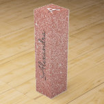 Pink Rose Gold Glitter & Sparkle Monogram Wine Gift Box<br><div class="desc">Pink Rose Gold Faux Glitter and Sparkle Elegant Wine Gift Box. This Wine Gift Box can be customised to include your initial and first name and makes a great birthday,  bachelorette party,  bridal shower gift.</div>