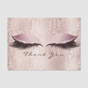 Pink Rose Gold Glitter Thank Bridal Eye Lashes Tissue Paper