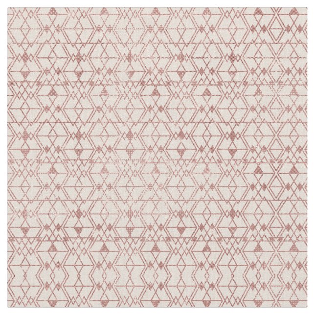 Pink Rose Gold Glitter Triangle Tribal Geometric Fabric (Close Up)