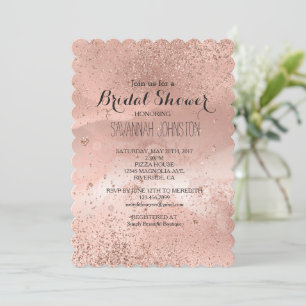Pink Rose Gold Glitzy Sparkle bridal shower Invitation