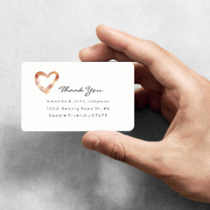 Pink Rose Gold Heart Blush White Custom Thank You