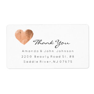 Pink Rose Gold Heart Brush Stroke Thank You