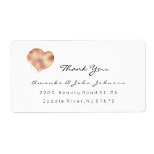 Pink Rose Gold Heart Brush Stroke Thank You