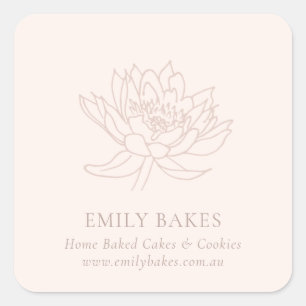 PINK ROSE GOLD LOTUS FLORAL BUSINESS PROFESSIONAL SQUARE STICKER