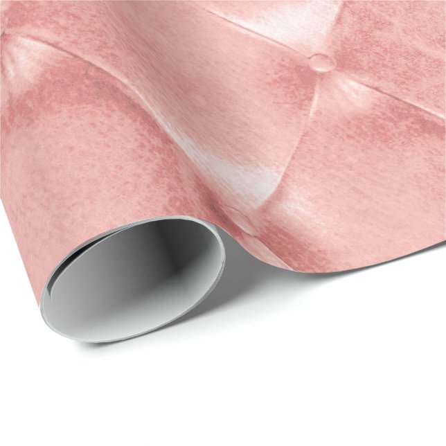 Pink Rose Gold Luxury Opulent Tufted Leather VIP Wrapping Paper (Roll Corner)