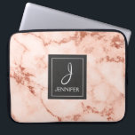 Pink Rose Gold Marble Elegant Monogram Laptop Sleeve<br><div class="desc">Pink Rose Gold Faux Marble Elegant Monogram Case. This case can be customised to include your initial and full name.</div>