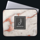 Pink Rose Gold Marble Elegant Monogram Laptop Sleeve<br><div class="desc">Pink Rose Gold Faux Marble Elegant Monogram Case. This case can be customised to include your initial and full name.</div>