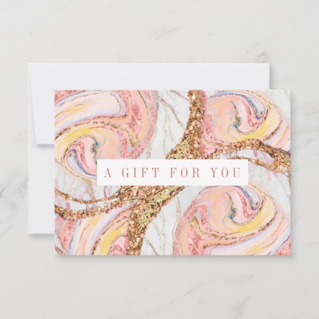 Pink & Rose Gold Marble Gift Certificate (Front)
