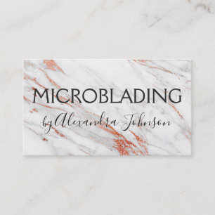 Pink & Rose Gold Marble Microblading Business Card