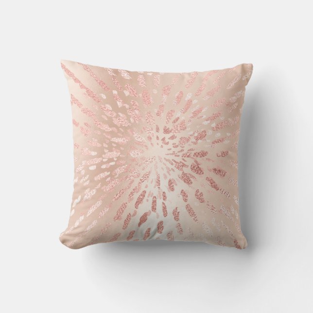 Pink Rose Gold Metal Blush Gold Grey Abstract Cushion (Front)