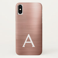 Pink Rose Gold Metal Elegant Monogram