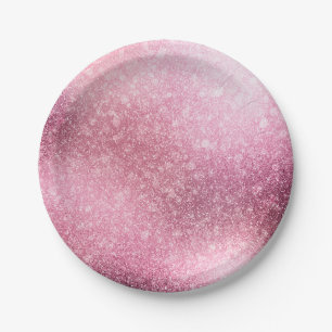 Pink Rose Gold Metallic Foil Sparkle Paper Plate