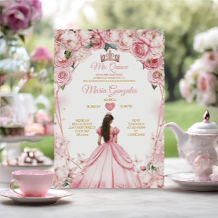 Pink Rose Gold Mis Quince 15 Anos Quinceañera Invitation