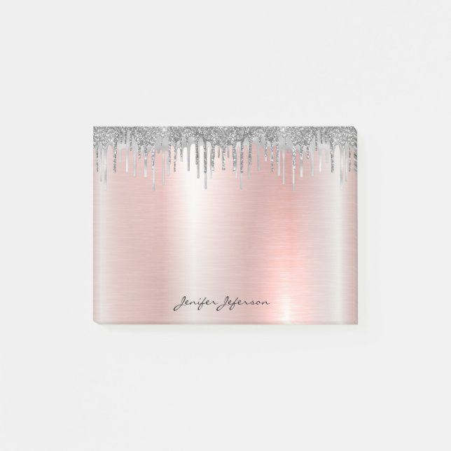 Pink Rose Gold Name Post-it® Notes (Front)