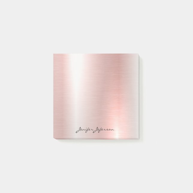 Pink Rose Gold Name Post-it® Notes (Front)