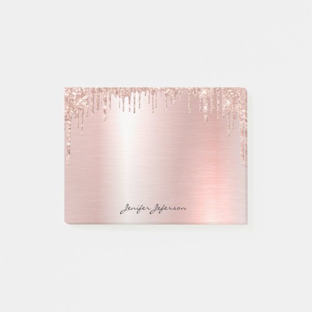 Pink Rose Gold Name Post-it® Notes (Front)
