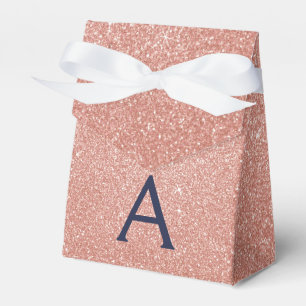 Pink Rose Gold Navy Blue Glitter Sparkle Monogram Favour Box