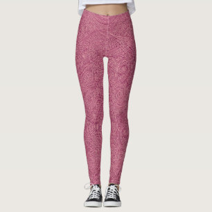 Pink Rose Gold Openwork Spiral Pattern Leggings