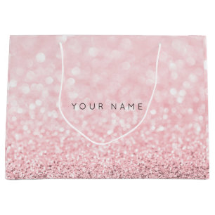 Pink Rose Gold Powder Glitter Favour Gift Grey Large Gift Bag