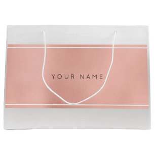 Pink Rose Gold Powder Metallic Minimal Gift Grey Large Gift Bag