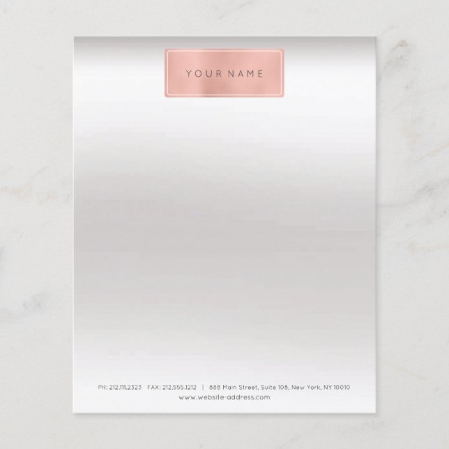 Pink Rose Gold Powder Metallic Stylist Letter Head Flyer (Front)