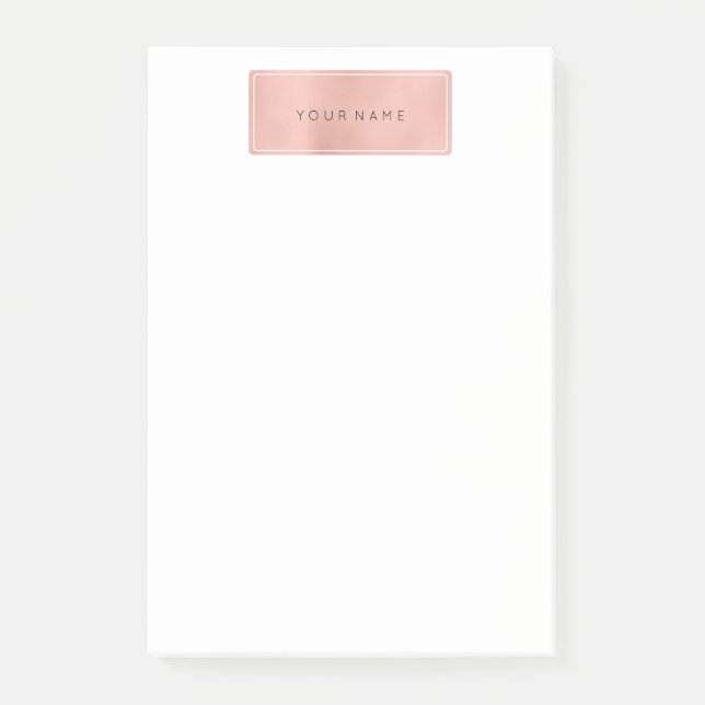 Pink Rose Gold Powder Rectangle Luxury White Post-it Notes (Front)