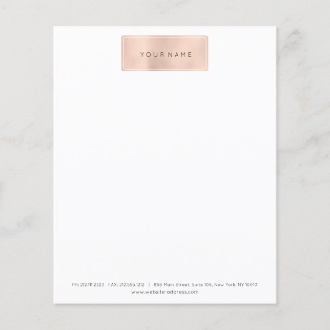 Pink Rose Gold Powder White SPA Beauty Letter Head Flyer (Front)